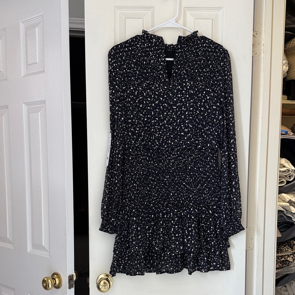 Aqua Navy and White Textured Dress